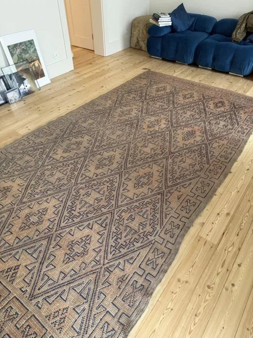 Großer, antiker marokkanischer Zunaya-Wollteppich – Wendbar – 196 × 366 cm – vloerkleden en tapijten, Wool (photo 2 of 10)