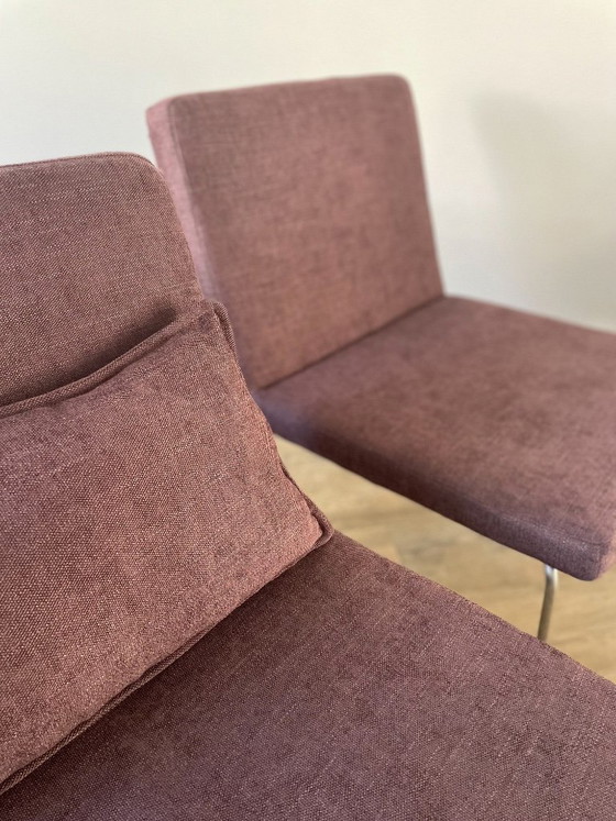 Set | 2 Stuks | Vintage Fauteuils | Herstoffeerd Paars – Cozi Caza, Polyester, Metal (photo 2 of 14)