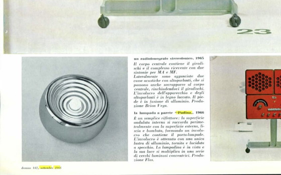 Castiglioni für Flos, Padina: seltenes Set von 5 Wand-/Deckenleuchten, Italien 1960er – Wandleuchten (photo 2 of 8)