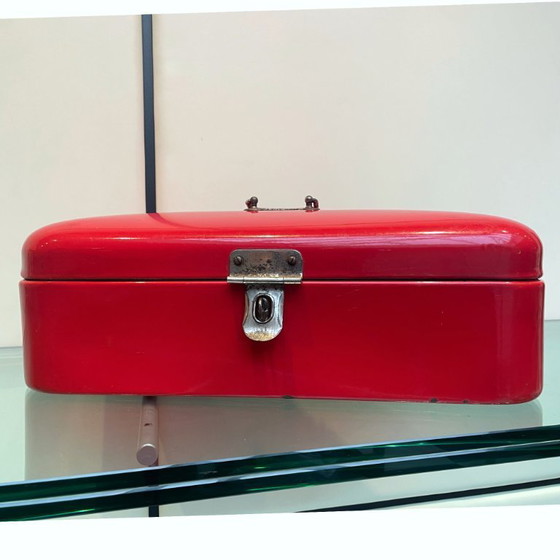 Image 1 of Scatola per il pane vintage olandese in smalto rosso, anno 1950