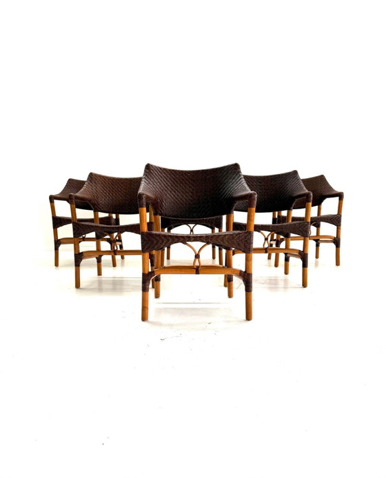 6x sedie da pranzo in rattan, Yuzuru Yamakawa anni '90 – Legno, Vimini (photo 12 of 12)