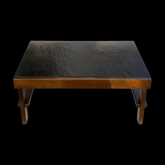 Image 1 of 1X Table basse moderniste brutale en pierre naturelle noire et grise Par Carl Straub, Allemagne, 1979