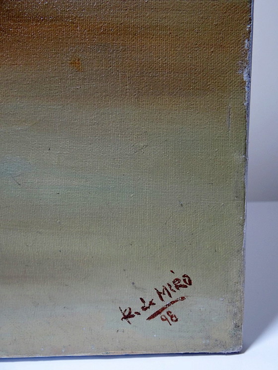 Image 1 of Large Nude Vintage Oil On Canvas Painting By Miro