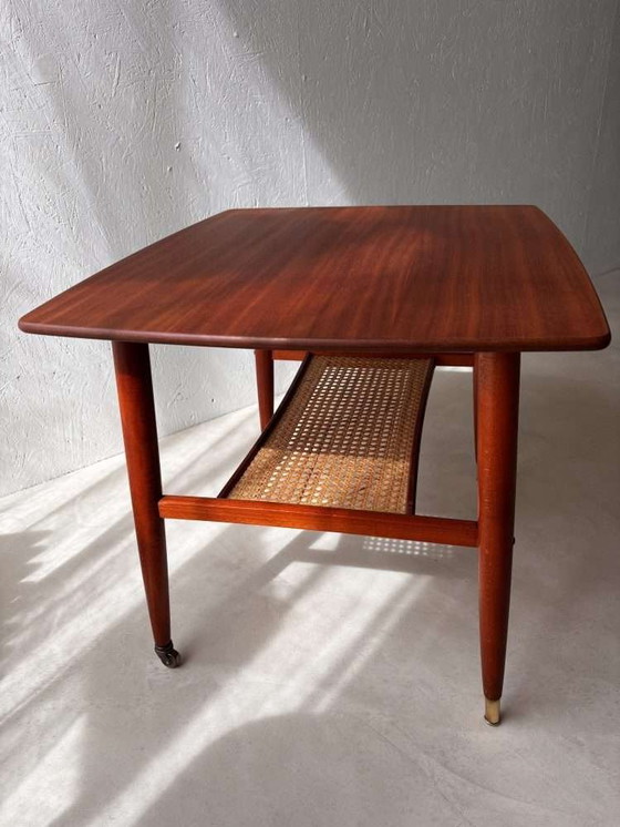 Image 1 of Swedish design side table Alberts mahogany & webbing 1960s