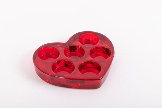 Image 1 of Swedish Art glass ‘Heart’ candle holders with vases from 1970’s