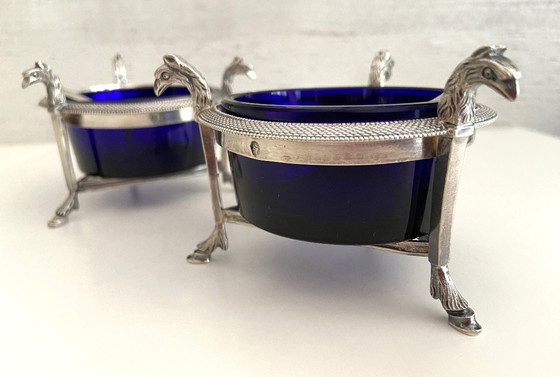 Image 1 of Saltcellars in Solid Silver (950°/°°°) Marked 1st Rooster Empire Consulate Period 1800