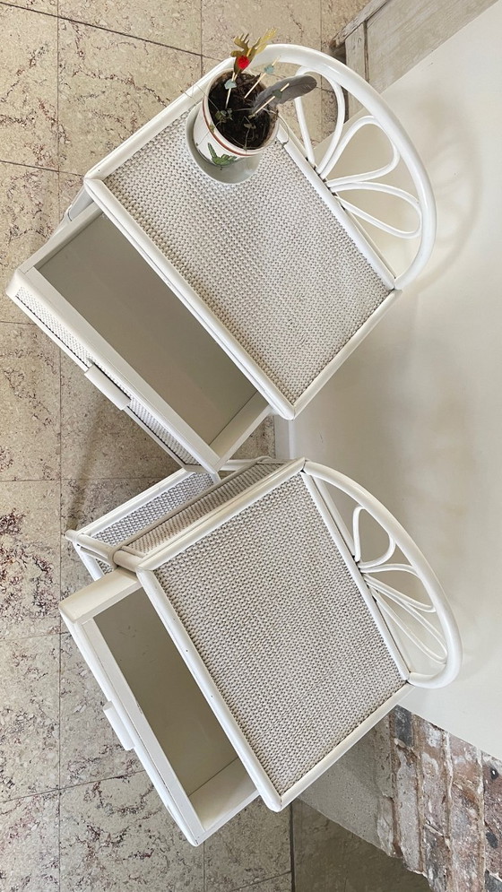 Image 1 of Coppia di comodini vintage in rattan