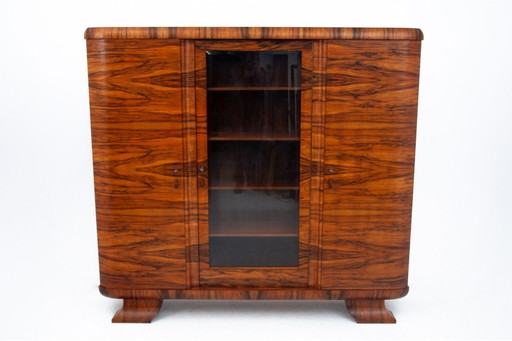 Walnut Art Deco library, Poland, 1930s.