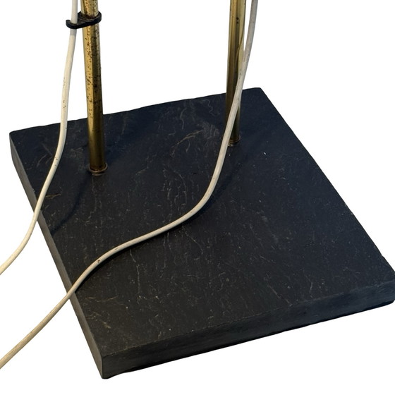 Image 1 of Carl Thore - Floor lamp - Double armed - Natural stone base, brass uprights - ca. 1970’s - Denmark
