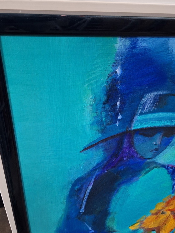 Image 1 of Pittura astratta in blu e verde