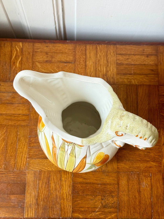 Image 1 of Vintage Italian Bassano Ceramic Hand-Painted Pitcher