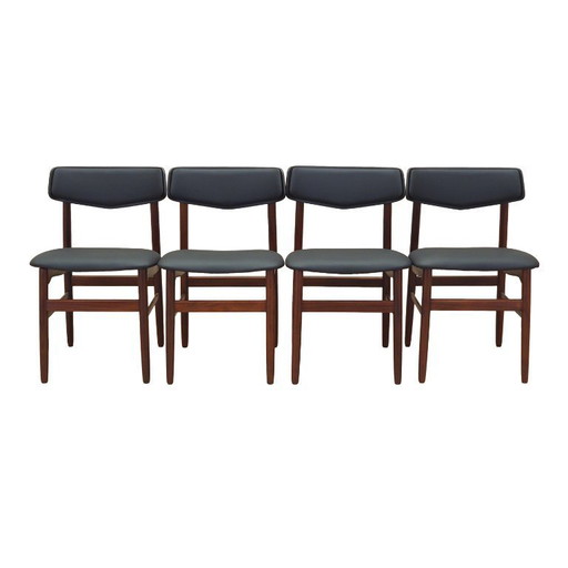 Satz von vier Teakholzstühlen, dänisches Design, 1960er Jahre, Produktion: Dänemark