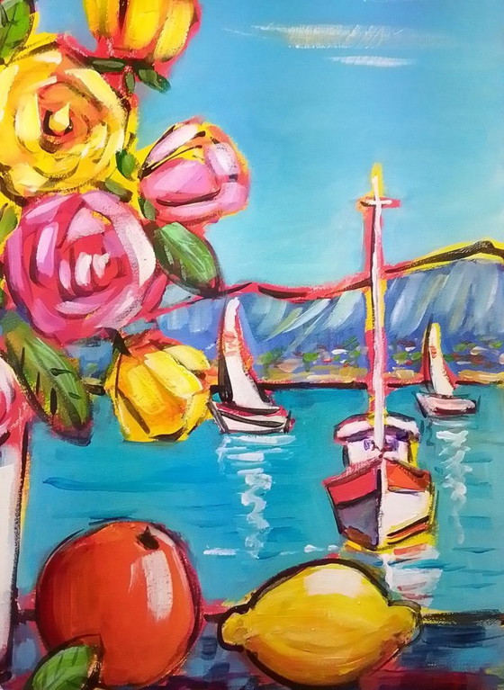 Image 1 of Joel LHOPITAL - Boeket voor het raam - Schilderij van de kunstenaar