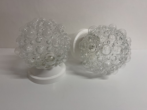 2 stuks vintage helder glas Helena Tynell Bubble plafondlamp wandlamp