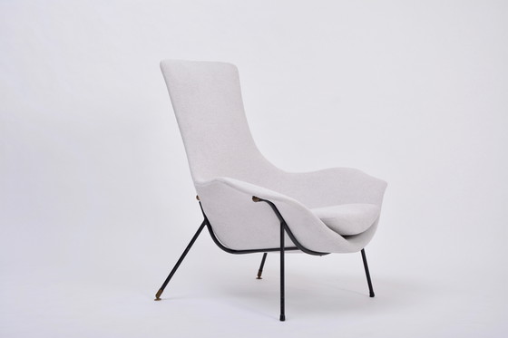 Image 1 of Chaise longue grise italienne du milieu du siècle par Augusto Bozzi pour Saporiti