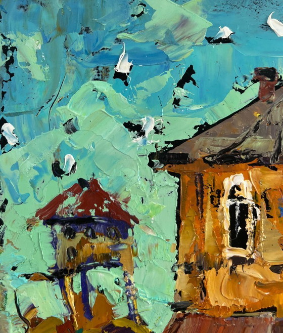 Image 1 of Original Oil Painting Day House Landscape Winds and sun of summer