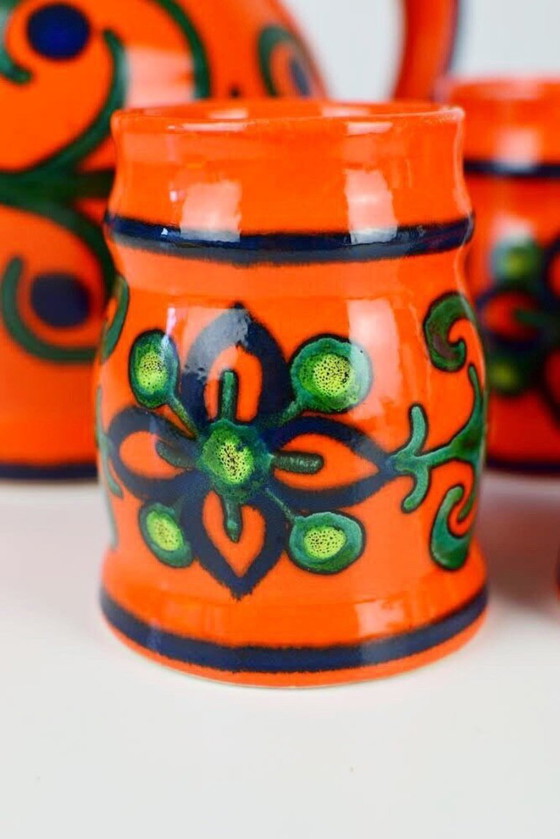 Image 1 of Ulmer Keramik West Germany karaf met bekers