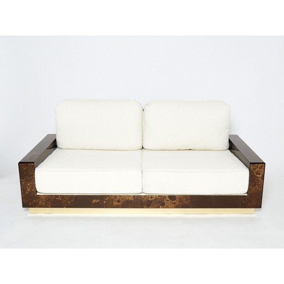 Image 1 of Vintage brass and woolen curly sofa by Jansen, 1970