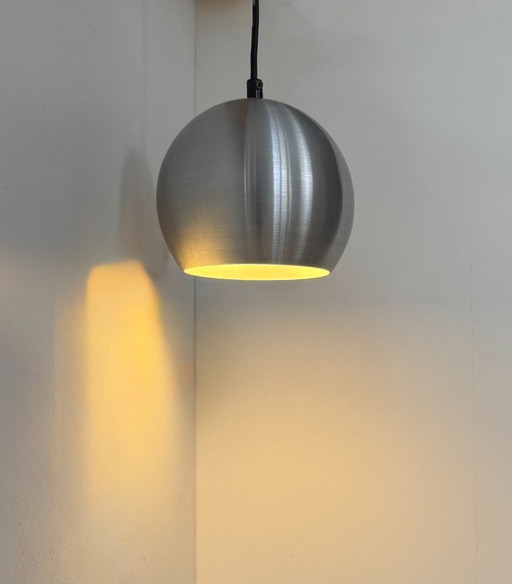 Vintage-Pendelleuchte aus gebürstetem Aluminium, Frankreich, 1970