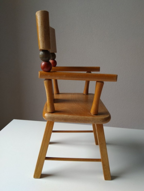 Image 1 of Chaise de poupée vintage Strombecker USA en bois de hêtre, années 1950