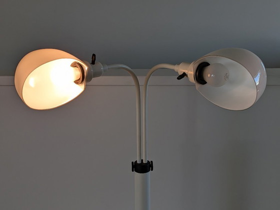 Image 1 of Vintage vloerlamp uit het ruimtetijdperk – Dubbele "paddenstoel"-vormige kappen – Nederlands design tijdperk