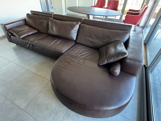 Image 1 of Leather sofa with chaise longue