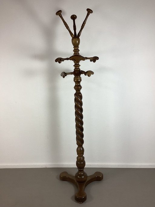 Perchero antiguo vintage de madera torneada