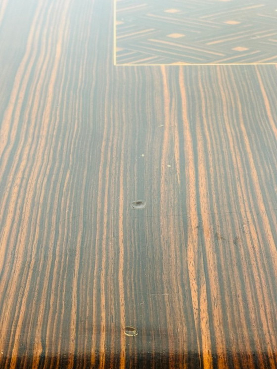 Image 1 of Art Deco modernistische eettafel met marqueterie van Macassar ebbenhout, 1940