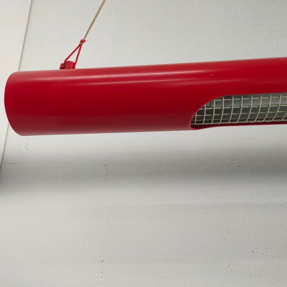 Image 1 of Ampia lampada vintage a tubo fluorescente massiccia in stile pop art da soffitto (rosso)