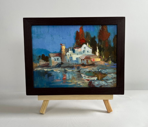 Original Oil Painting Coastal House Landscape Coastal peace