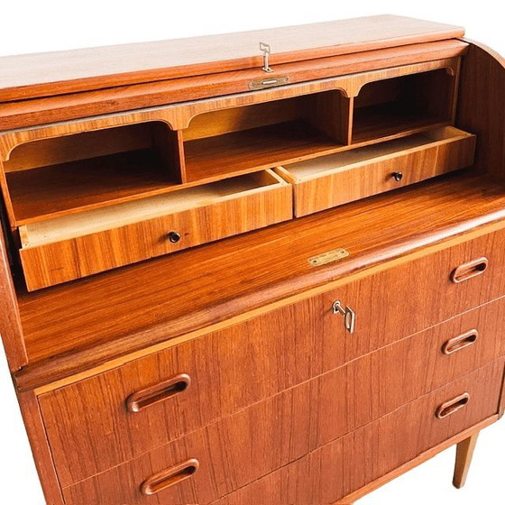Image 1 of Vintage Egon Ostergaard deens design mid-century roltop secretaire kast bureau 1960's