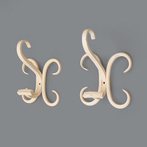 Image 1 of White curved wood coat hook, 1960s