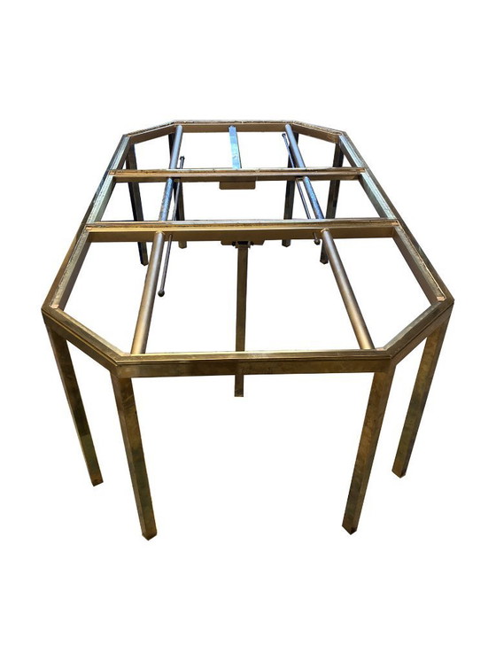 Image 1 of Table de salon en laiton massif et opaline noire. 1970