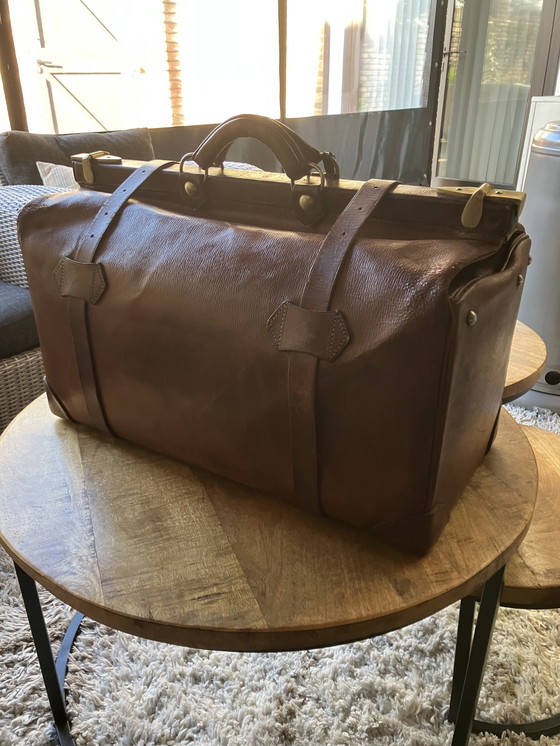 Image 1 of Unique Antique English Gladstone Bag ca. 1920