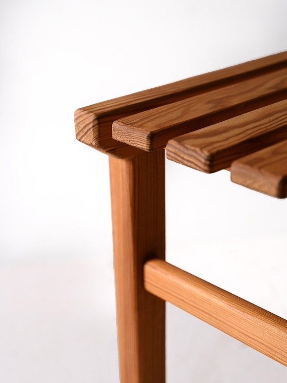 Image 1 of 1960s Scandinavian pine slatted stool