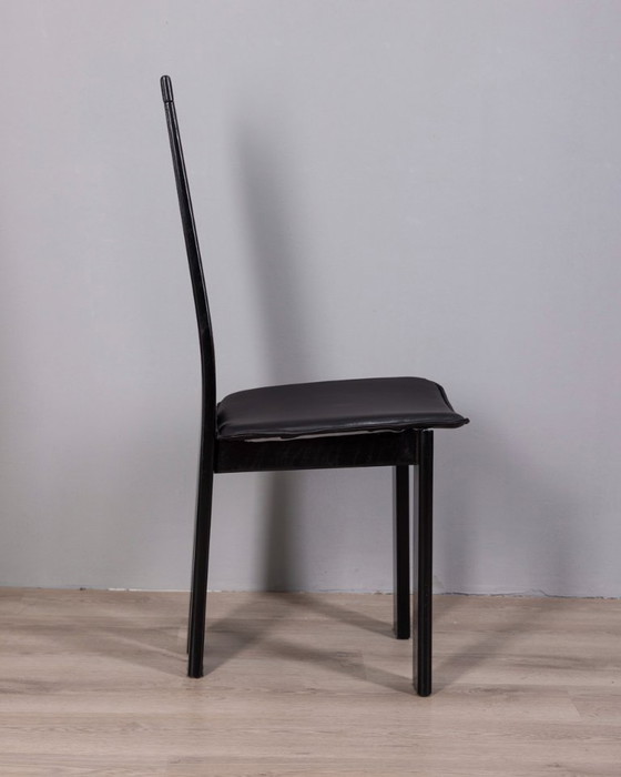 Image 1 of ENSEMBLE DE 4 CHAISES VINTAGE EN BOIS ET CUIR DES ANNÉES 1970, DESIGNÉES PAR PIETRO COSTANTINI POUR ELLO