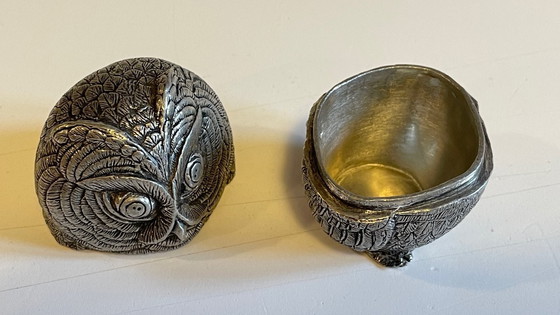 Image 1 of Scatola per gufi in peltro di Etienne Sergent FRANCIA