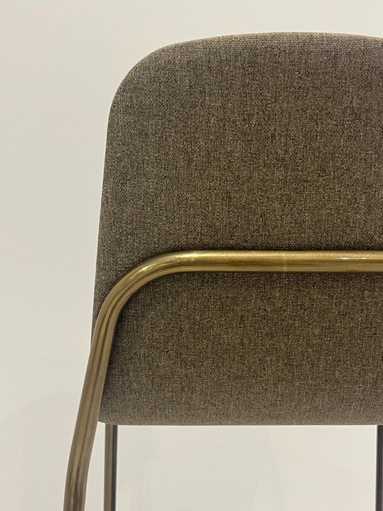 Image 1 of 2x Counter bar stool in bronze color upholstered brand Bogaerts