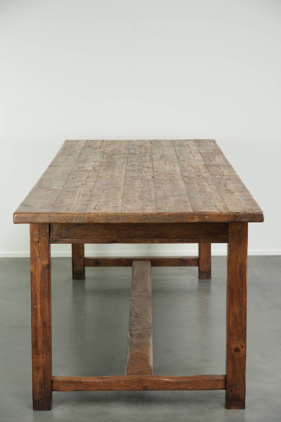 Muy bonita mesa de comedor de granja antigua grande del siglo XIX hecha de madera de pino con un aspecto (photo 7 of 13)