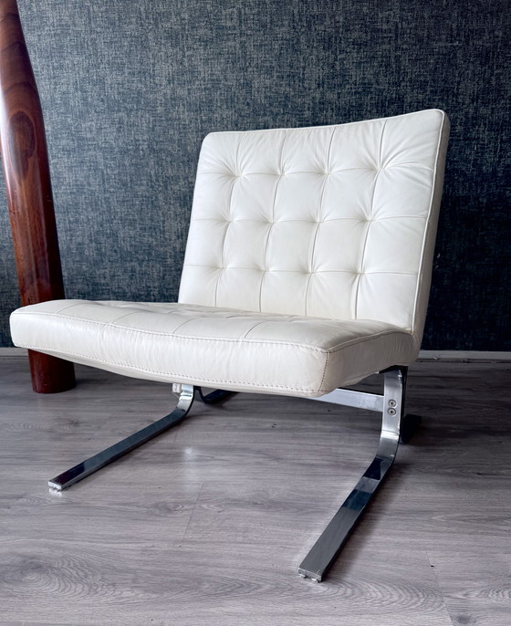 Image 1 of Vintage Italian Lounge Chair in White Leather, 1970s