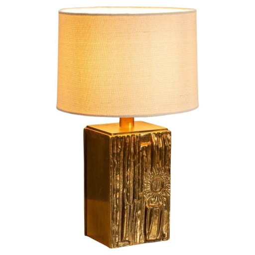 Luciano Frigerio Brutalist Italian Brass Lamp 1970