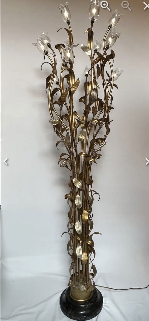 Vloerlamp L’originale SRL Italia Murano kelken vergeuld