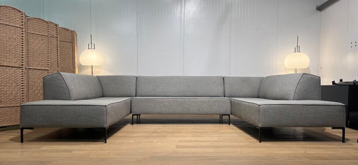 Comme neuf, design en stock, canapé d'angle Bloq U-Sofa Dormeuse gris