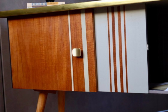 Image 1 of Restyled Mid-Century Cabinet with Graphic Details