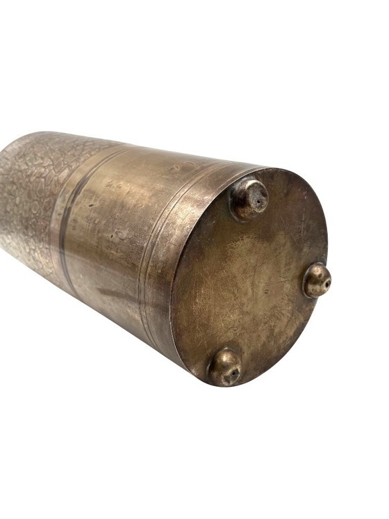 Image 1 of Paraplurek van messing met krokodillenleerpatroon in Hollywood Regency-stijl, Italië 1970