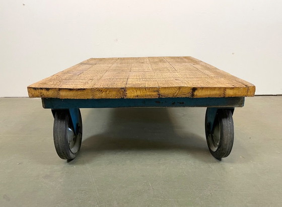 Image 1 of Blue Industrial Coffee Table Cart, 1960s