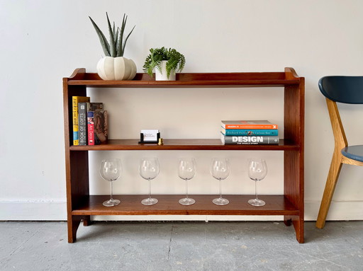 Vintage Wooden Open Bookcase Shelves