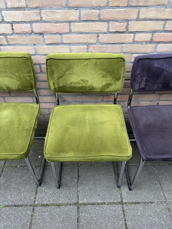 Image 1 of ⭐️🪑6 Cordstühle mit verchromtem Rohrgestell ⭐️