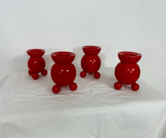 Image 1 of Set aus 4 schwedischen Holzkerzenständern – 1950er Jahre