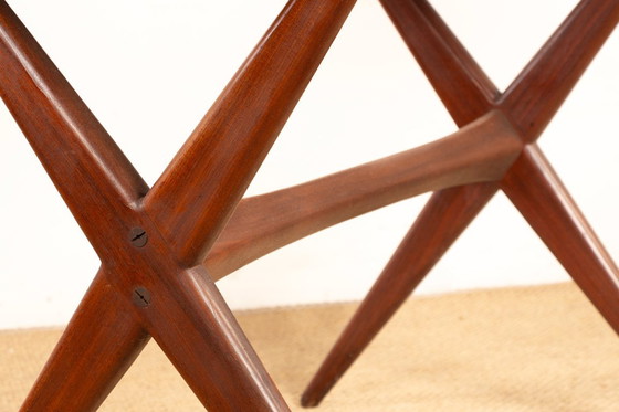 Image 1 of Tavolo scandinavo vintage, alto e basso, in teak di Frederik Kayser per Gustav Bahus, Norvegia, 1960.
